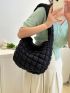 Quilted Detail Hobo Bag Fashion Pink With Zipper