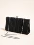 Kiss Lock Square Bag Pleated Fashionable Silver, Perfect Bride Purse For Wedding, Prom & Party Events