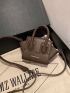 Mini Satchel Bag Letter Detail Double Handle