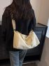 Medium Hobo Bag Solid Color Canvas Casual Style