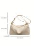 Medium Hobo Bag Solid Color Canvas Casual Style