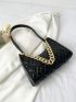 Small Baguette Bag Solid Color Quilted Chain Decor