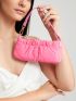 Release Buckle Decor Ruched Bag Mini Pink For Daily