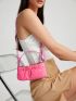 Release Buckle Decor Ruched Bag Mini Pink For Daily