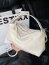 White Hobo Bag Fashionable Letter Graphic Top Handle Zipper PU