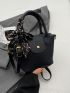 Litchi Embossed Bucket Bag PU Twilly Scarf Decor Fashionable