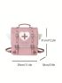 Medium Flap Backpack Heart Decor Buckle Design Studded Detail