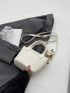 Litchi Embossed Bucket Bag PU Twilly Scarf Decor Fashionable