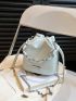 Mini Bucket Bag Chain Decor Embossed Detail PU Fashionable