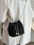 Mini Bucket Bag Rhinestone & Faux Pearl Decor Glamorous