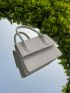 Mini Square Bag Litchi Embossed PU Top Handle Elegant