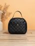 Small Square Bag Quilted Pattern Solid Black