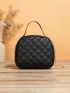 Small Square Bag Quilted Pattern Solid Black