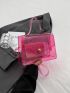 Small Flap Square Bag Clear PVC With Top Handle