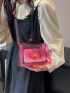 Small Flap Square Bag Clear PVC With Top Handle