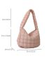 Quilted Detail Hobo Bag Fashion Pink With Zipper