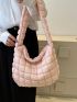 Quilted Detail Hobo Bag Fashion Pink With Zipper