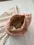 Quilted Detail Hobo Bag Fashion Pink With Zipper