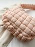 Quilted Detail Hobo Bag Fashion Pink With Zipper