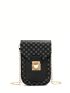 Geometric Pattern Phone Wallet Push Lock Chain Strap