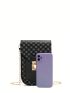 Geometric Pattern Phone Wallet Push Lock Chain Strap