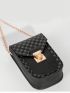 Geometric Pattern Phone Wallet Push Lock Chain Strap