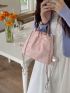 Minimalist Drawstring Design Chain Backpack Fashion Pink