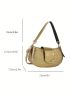 Crocodile Embossed Metal Decor Hobo Bag Fashion Black