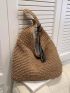 Minimalist Straw Bag Khaki Large Capacity