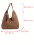 Minimalist Straw Bag Khaki Large Capacity