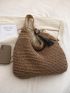 Minimalist Straw Bag Khaki Large Capacity