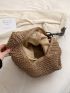 Minimalist Straw Bag Khaki Large Capacity