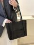 Crocodile Embossed Shoulder Tote Bag Elegant Black