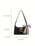 Twilly Scarf Decor Flap Square Bag Fashion Black