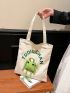 Cartoon Graphic Shopper Bag Casual Beige