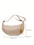 Minimalist Nylon Hobo Bag With Bag Charm Casual