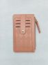 Geometric Embossed Solid Color Card Holder With Zipper