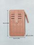 Geometric Embossed Solid Color Card Holder With Zipper