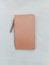 Geometric Embossed Solid Color Card Holder With Zipper