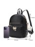 I IHAYNER Backpack Purse for Women, Girls Mini Leather Backpack Chain Shoulder Travel Bag with Detachable Handbags, 2 Pieces