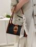 Medium Baguette Bag Colorblock Buckle Decor Fashion Style