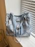 Chain & Metal Decor Tote Bag Double Handle Colorblock