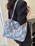 Chain & Metal Decor Tote Bag Double Handle Colorblock