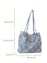 Chain & Metal Decor Tote Bag Double Handle Colorblock