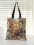 Flower Print Shopper Bag Double Handle Canvas