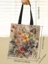 Flower Print Shopper Bag Double Handle Canvas