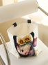 Cartoon Pig Print Shopper Bag Double Handle Canvas