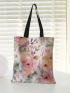 Flower Print Shopper Bag Double Handle Canvas