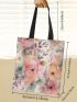 Flower Print Shopper Bag Double Handle Canvas