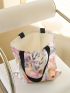 Flower Print Shopper Bag Double Handle Canvas